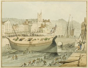 Rengjøring av den flytende havnen, 1828 av Thomas Leeson the Elder Rowbotham