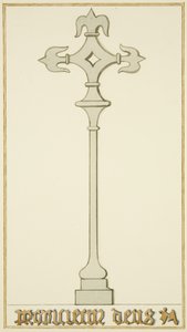 Kors på gammel gravstein i krypten til Johanneskirken (akvarell på papir) av Thomas Leeson the Elder Rowbotham