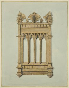 Fragment av utskåret eik fra gamle Tuckers' Hall, Temple Street (akvarell på papir) av Thomas Leeson the Elder Rowbotham