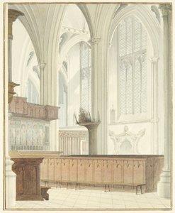 Interiør i Bristol Cathedral, nær Orgel (akvarell på papir) av Thomas Leeson the Elder Rowbotham