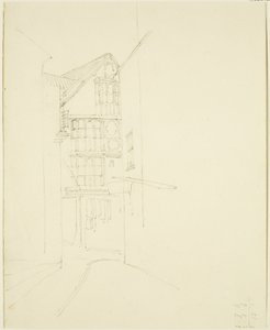 Ser inn i Pithay fra Wine Street (blyant på papir) av Thomas Leeson the Elder Rowbotham