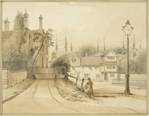 Lower College Green, eller College Square (akvarell på papir) av Thomas Leeson the Elder Rowbotham