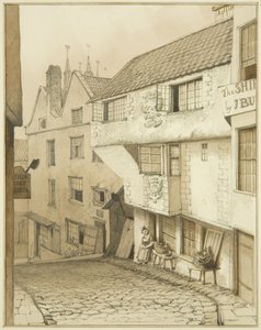 Nedre ende av Steep Street, med hus av Thomas Leeson the Elder Rowbotham