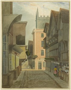 Mary-le-Port Street (akvarell på papir) av Thomas Leeson the Elder Rowbotham