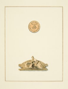Ornamenter på stoler i rådssalen ved myntverket, og frisen i myntverkets vestibyle, nå St. Peters sykehus (akvarell på papir) av Thomas Leeson the Elder Rowbotham