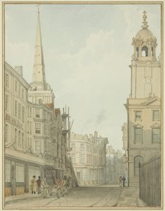 En del av Corn Street og Wine Street (akvarell på papir) av Thomas Leeson the Elder Rowbotham