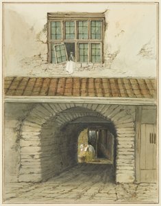 Passage Archway utenfor Marsh Street bak House (akvarell på papir) av Thomas Leeson the Elder Rowbotham