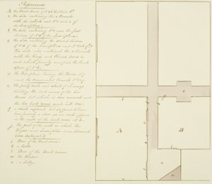 Plan over 46 Baldwin Street (penn og blekk på papir) av Thomas Leeson the Elder Rowbotham