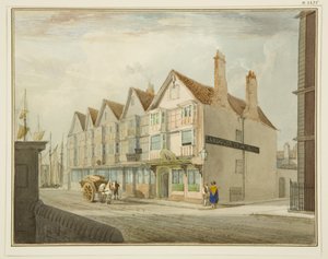 Sørsiden av King Street med Llandoger Trow av Thomas Leeson the Elder Rowbotham