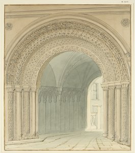 Sørvisning av College Gateway, Bristol Cathedral (blyant og akvarell på papir) av Thomas Leeson the Elder Rowbotham
