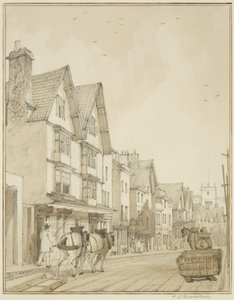 Temple Street, ser nordover (blyant og akvarell på papir) av Thomas Leeson the Elder Rowbotham
