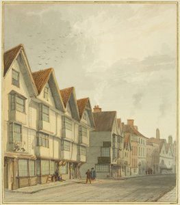 Thomas Street, som viser 'White Lion' (akvarell på papir) av Thomas Leeson the Elder Rowbotham