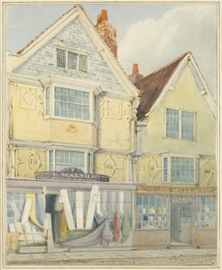 To gamle hus på nordsiden av Castle Street (blyant og akvarell på papir) av Thomas Leeson the Elder Rowbotham