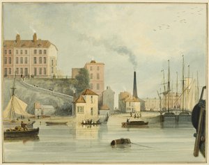 West End of Redcliffe Parade, som viser inngangsportene til Bathurst-bassenget av Thomas Leeson the Elder Rowbotham