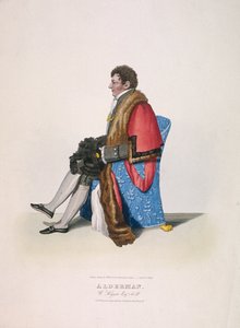 Rådmann Sir William Heygate, sittende og i borgerdrakt som viser kappe og hatt, 1825