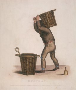 Dustman bærer en kurv med avfall på ryggen, 1820