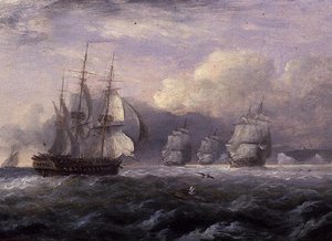 Running Before a Stiff Breeze - North Foreland, Coast of Kent av Thomas Luny