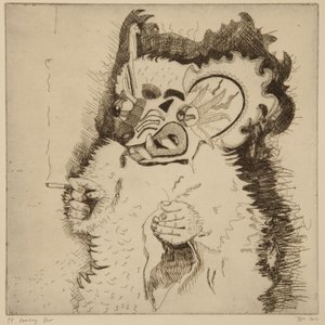 Dancing Bear, Printers proof før aquatint av Thomas MacGregor