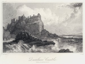 Dunluce Castle, fra nordøst (gravering)