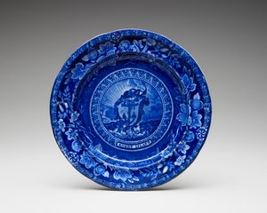Plate, c. 1826-1835 (blyglasert keramikk med overføringstrykk) av Thomas Mayer