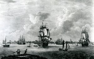 En utsikt over Charles Town, hovedstaden i South Carolina i Nord-Amerika, gravert av Pierre Charles Canot