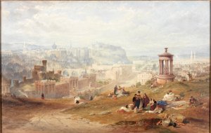 Edinburgh fra Calton Hills (akvarell på papir)