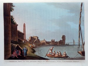 Utvendig utsikt over den gamle muren i Alexandria, med Cleopatras-nål, 1802.