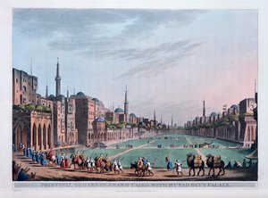 Hovedplassen i Grand Cairo, med Murad Beys-palasset, 1801 av Thomas Milton