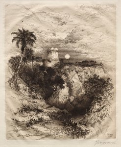 Et tårn av Cortes, 1883. av Thomas Moran