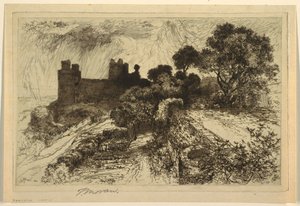 Harlech Castle, Nord-Wales av Thomas Moran