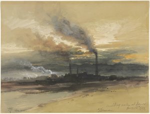 Smelteverk i Denver av Thomas Moran