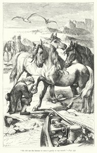 Illustrasjon for Gulliver's Travels av Jonathan Swift (gravering) av Thomas Morten