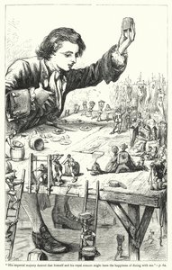 Illustrasjon for Gulliver's Travels av Jonathan Swift (gravering) av Thomas Morten