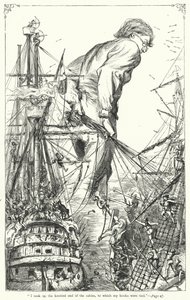 Illustrasjon for Gulliver's Travels av Jonathan Swift (gravering) av Thomas Morten