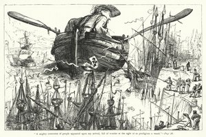 Illustrasjon for Gulliver's Travels av Jonathan Swift (gravering) av Thomas Morten