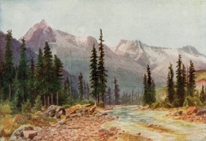 Rocky Mountains (farge litho) av Thomas Mower Martin