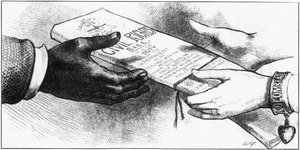 Tegneserie av 'The Civil Rights Bill' publisert i magasinet 'Harper's Weekly', 24. april