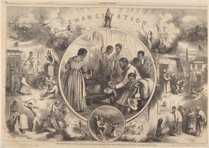 Emancipation of the Black - The Past and the Future fra Harpers Weekly, 24. januar 1863. av Thomas Nast