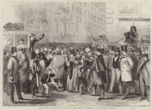 Publikum i Baltimore venter på Mr. Lincoln av Thomas Nast