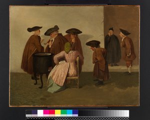 Interiør i et italiensk kaffehus, ca. 1747-55 av Thomas Patch