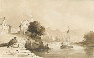 Arley - River Severn: sepia-tegning, 8. september 1837 av Thomas Peploe Wood