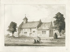 Blurton Church: sepia-tegning av Thomas Peploe Wood