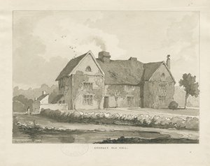 Charnes Hall: sepia-tegning av Thomas Peploe Wood