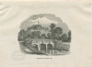 Chartley Castle [Hall]: tresnittgravering (vignettert) av Thomas Peploe Wood