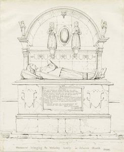 Colwich - Tomb of Robert Wolseley: penn- og blekktegning av Thomas Peploe Wood