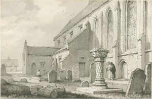 Colwich Church: sepia-tegning av Thomas Peploe Wood