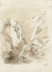 Dovedale - landskap: blyant- og vasketegning, nd [1817-1845] (tegning) av Thomas Peploe Wood