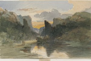 Dovedale - landskap: akvarellmaleri, nd [?1800-tallet] av Thomas Peploe Wood