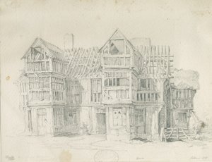 Eccleshall - Biana Hall: blyanttegning, 1835 av Thomas Peploe Wood