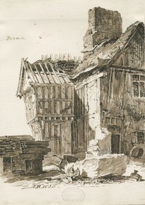 Eccleshall - Biana Hall: sepia-tegning, 1835 av Thomas Peploe Wood